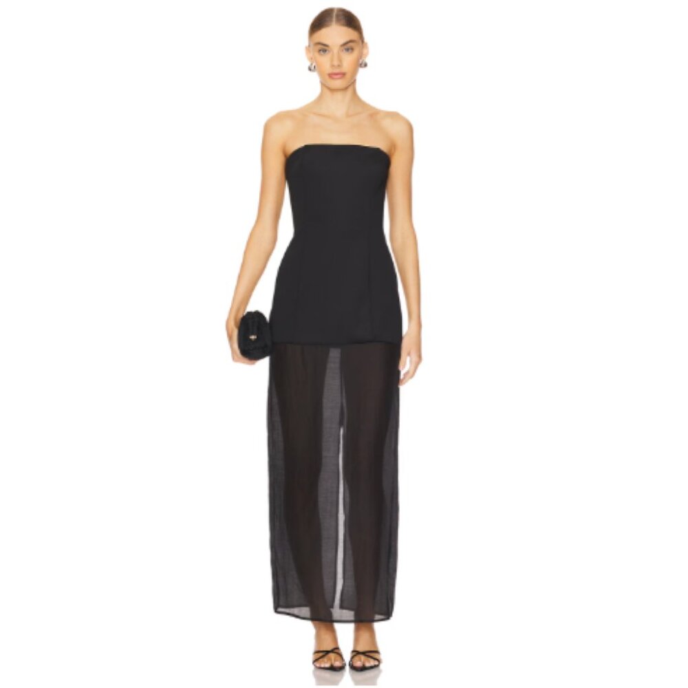 Nwot Sndys Revolve Chloe Sheer Dress Black Strapless Maxi Dress